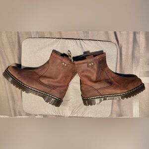 DR MARTENS ANISTONE LO BIKER BOOTS-MEN - 12- DARK BROWN DISTRESSED LEATHER- NWOB